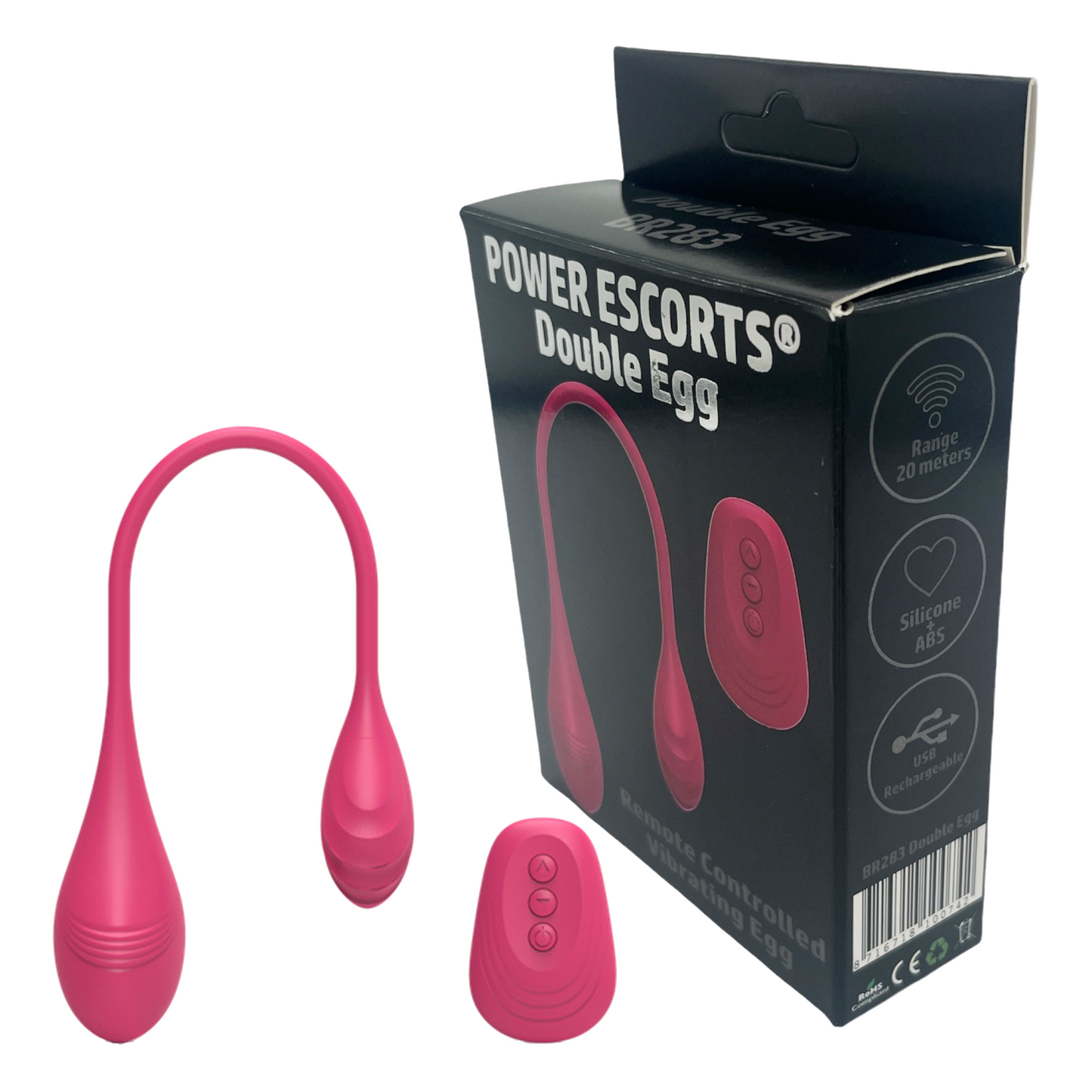 Power Escorts - BR283 - Double Egg - Remote Controlled Vibrator - Pink