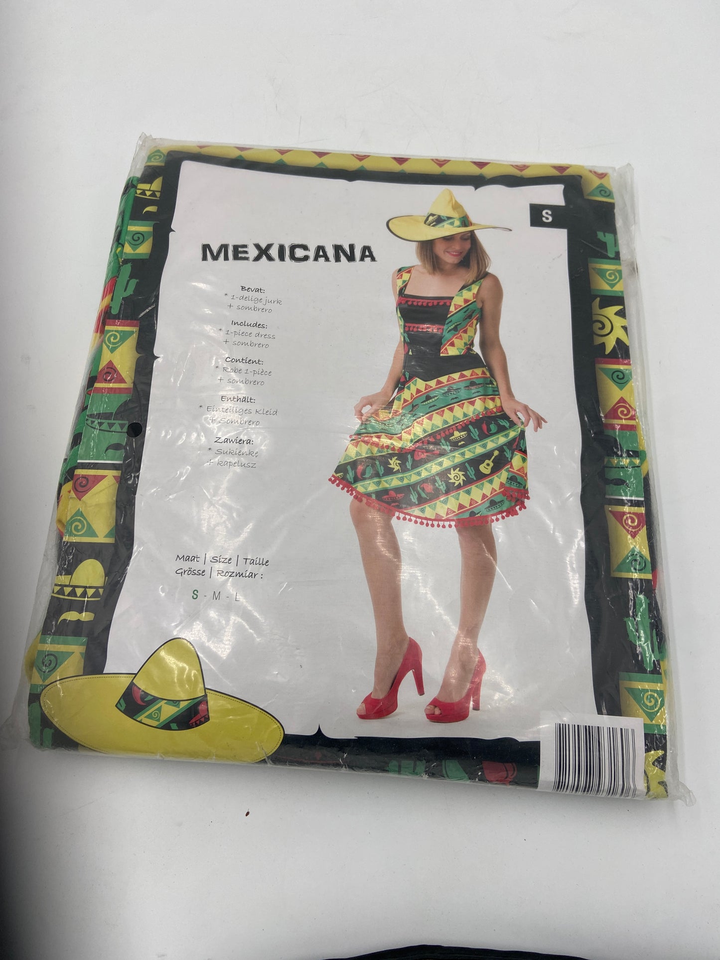 Kinky Mexican Dress with Sombrero – Sexy Fiesta Costume - Size S & L