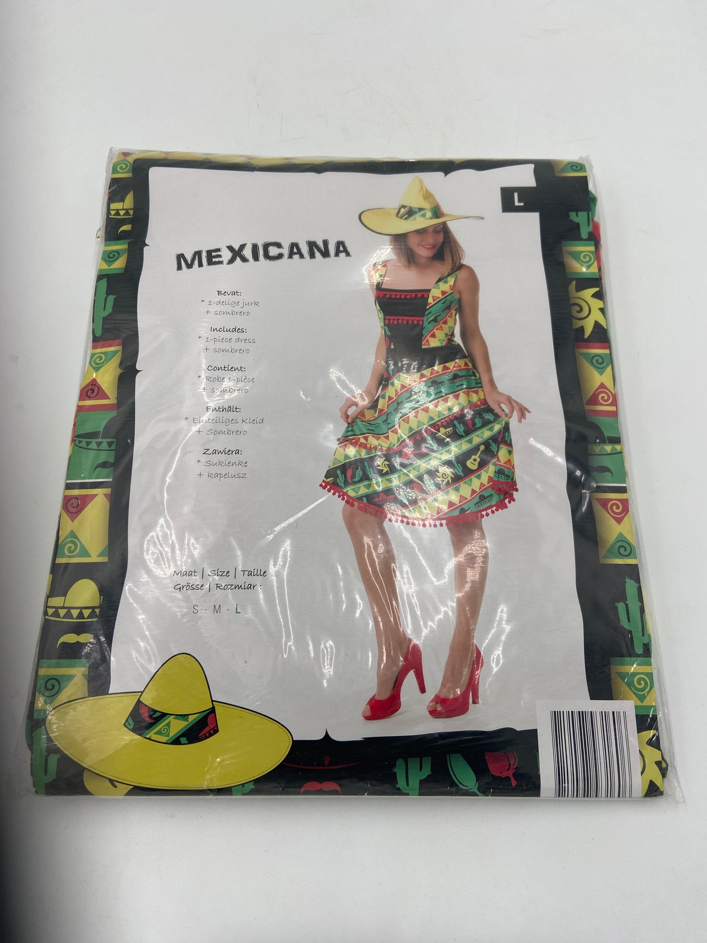 Kinky Mexican Dress with Sombrero – Sexy Fiesta Costume - Size S & L