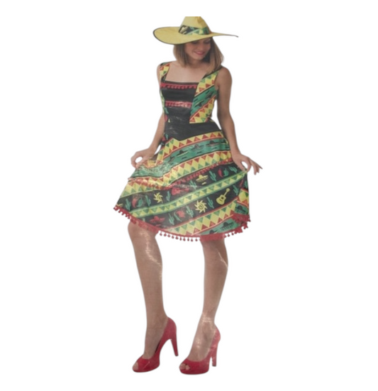 Kinky Mexican Dress with Sombrero – Sexy Fiesta Costume - Size S & L