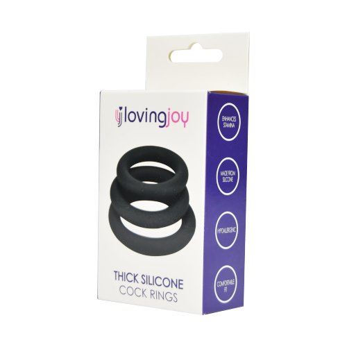 Loving Joy - N11708 - Silicone Extra Thick Cockring 3-Pack Black