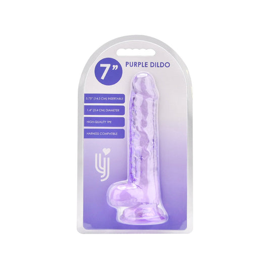 Loving Joy - N12312 - 7 Inch  Insertable Purple Realistic Dildo With Balls and Suction Cup - 19 CM