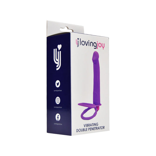 Loving Joy - N12315 - Double Penetration Strap On VIbrator Purple - Insertable 13 CM