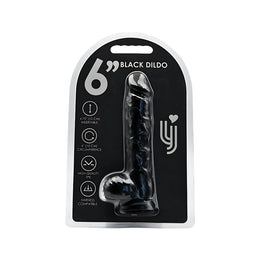 Loving Joy - 6 Inch Realistic Dildo with Balls Black - 16,5 Cm Strong Blister