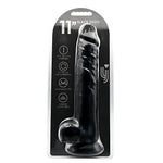 Loving Joy - 11 Inch Realistic Dildo with Balls Black - 28 Cm Huge Dildo In Strong Blister