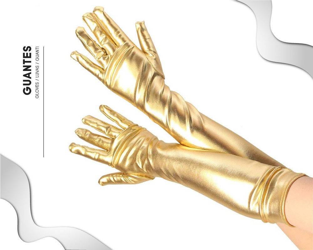 Kinky Pleasure - Hand Gloves Long Wettlook - Gold