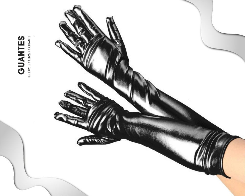 Kinky Pleasure - Hand Gloves Long Wettlook - Black