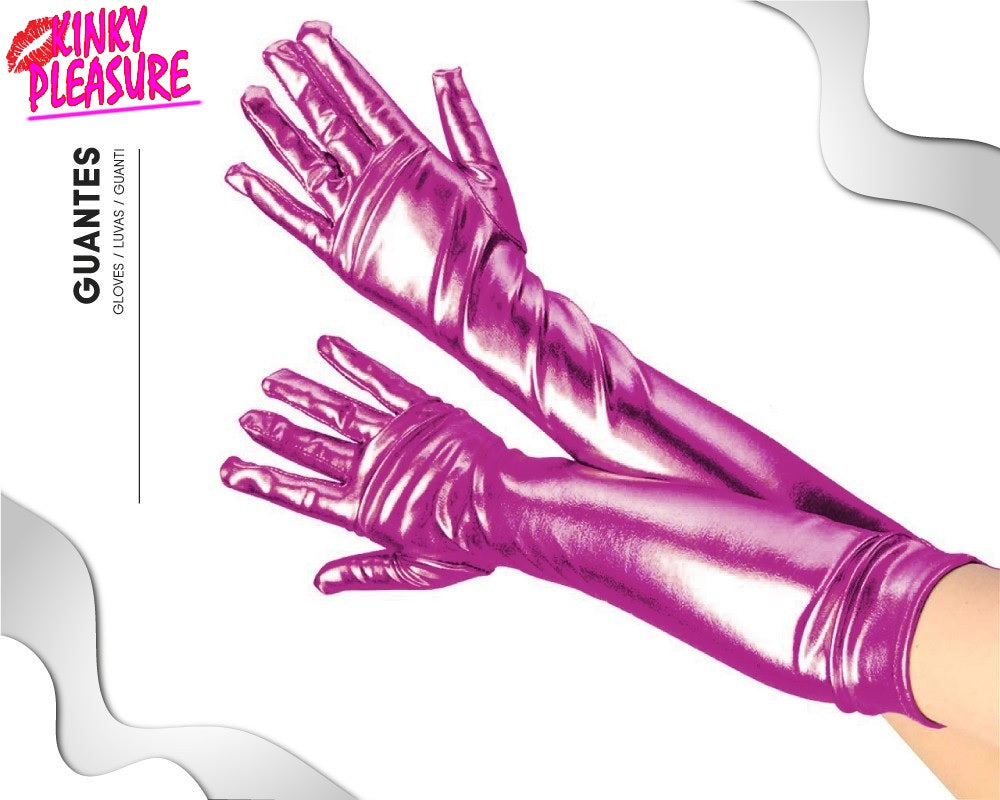 Kinky Pleasure - Hand Gloves Long Wettlook - Purple