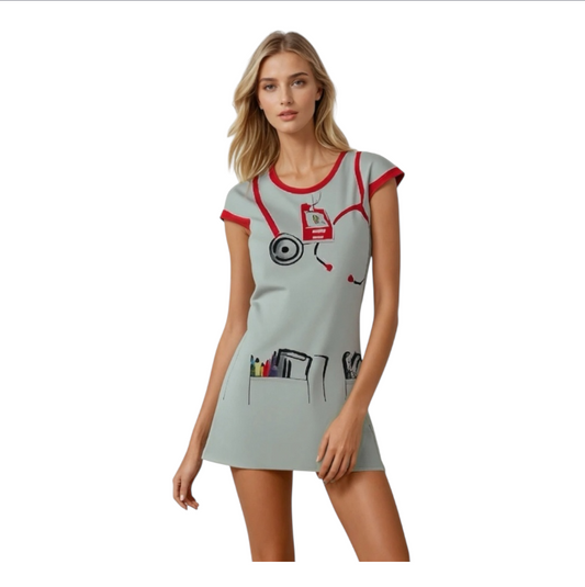 Sexy Nurse Costume – White Roleplay Dress with Cap – S / M / L – Women’s Lingerie Outfit