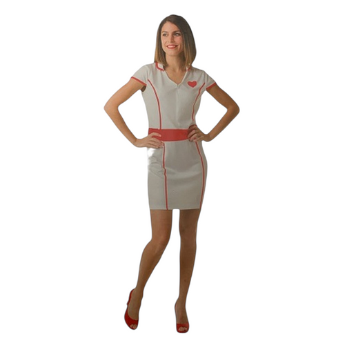 Sexy Kinky Nurse Costume – White & Red Dress with Matching Nurse Mini Cap