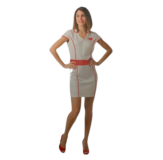 Sexy Kinky Nurse Costume – White & Red Dress with Matching Nurse Mini Cap