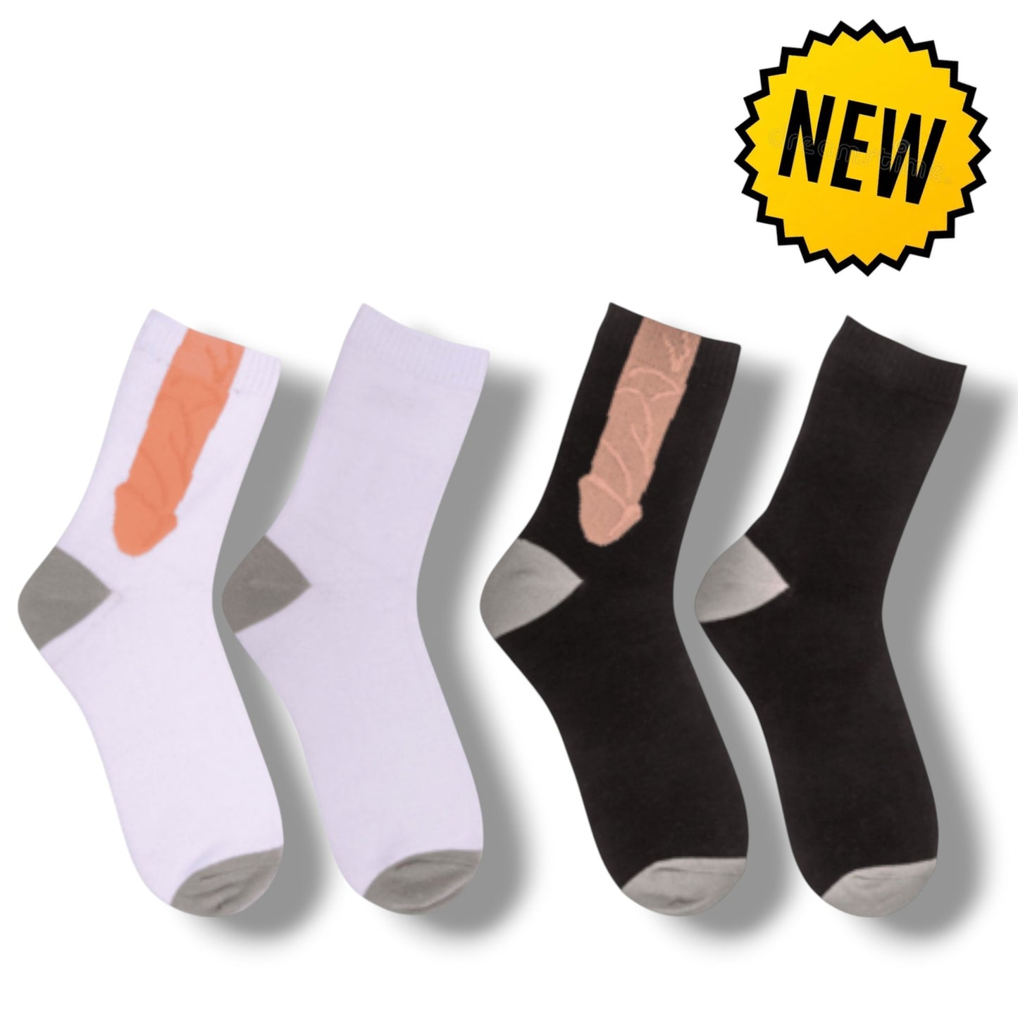 Kinky Pleasure - OB148 - Penis Socks – Black & White – Size 42–46