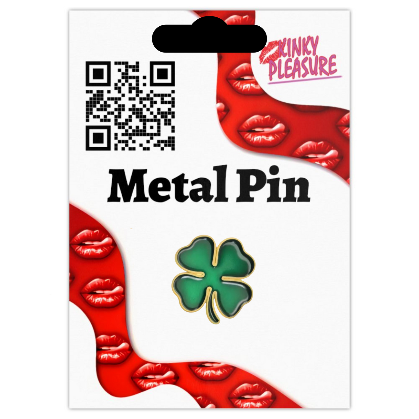Kinky Pleasure - KPB073 - Badge / Pin - Shamrock Lucky Flower Green Small