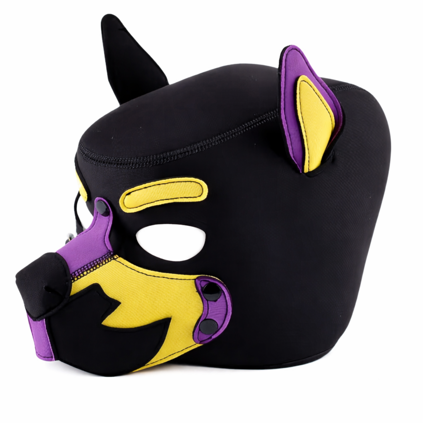 Kinky Pleasure – KPPP007 – Puppy Play Dog Mask - Deluxe  –  Purple/Yellow