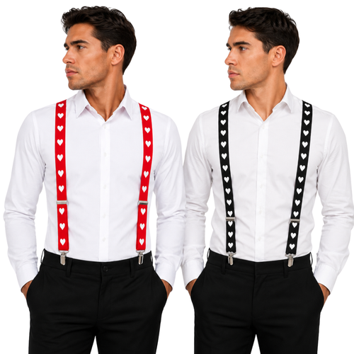 Kinky Pleasure - T292 - Suspender Hearts – Black & Red