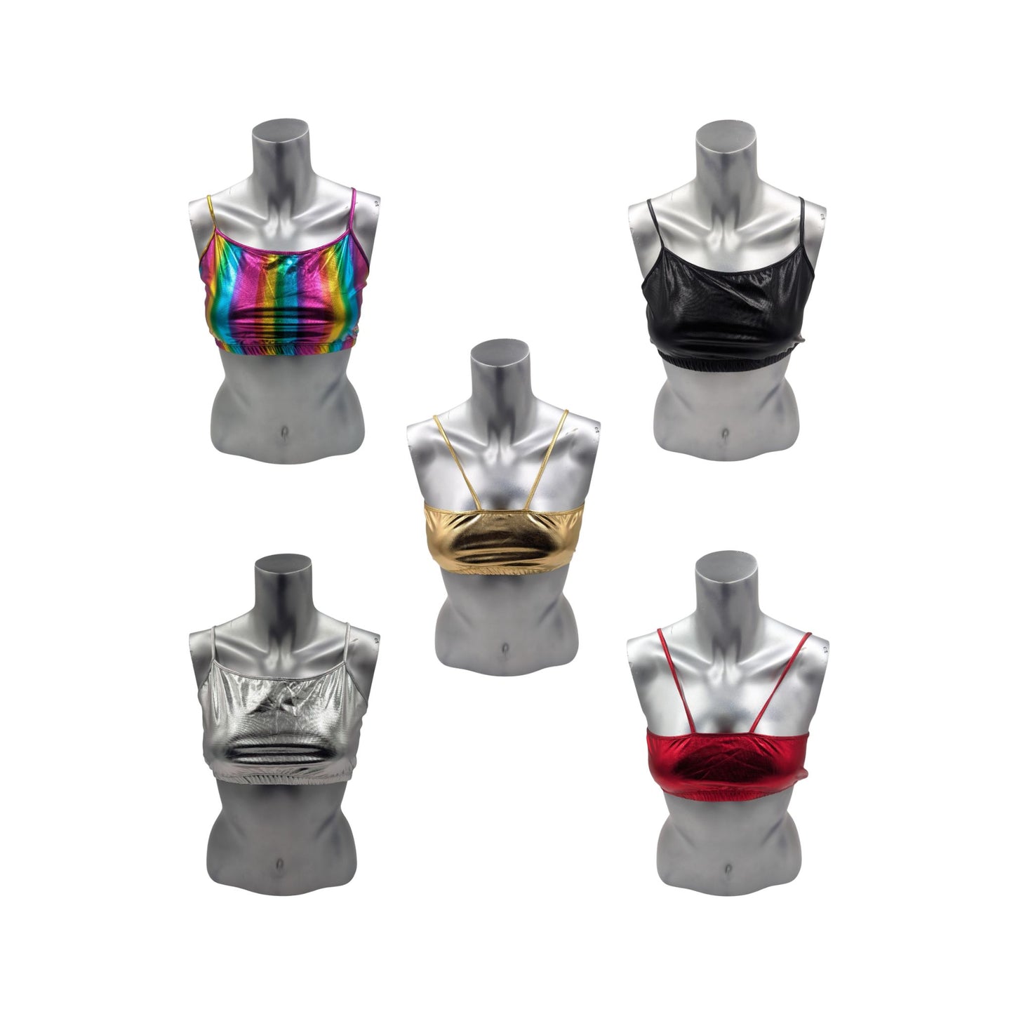 Kinky Glossy Slim Top With Strap Mix 5 Pack - 5 different colours