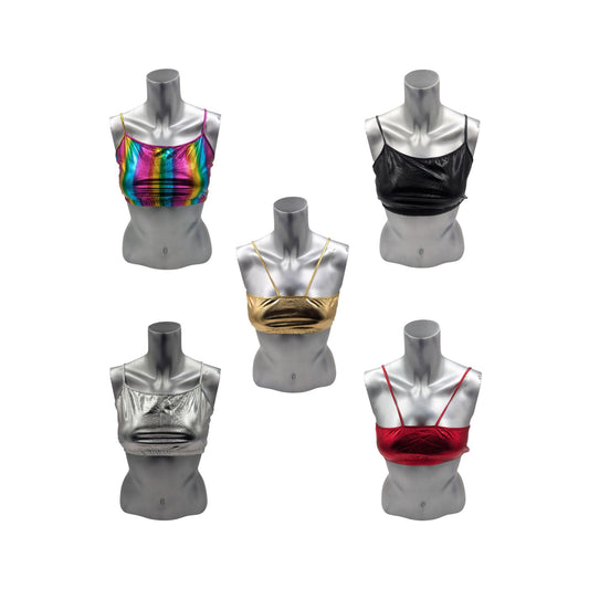 Kinky Glossy Slim Top With Strap Mix 5 Pack - 5 different colours