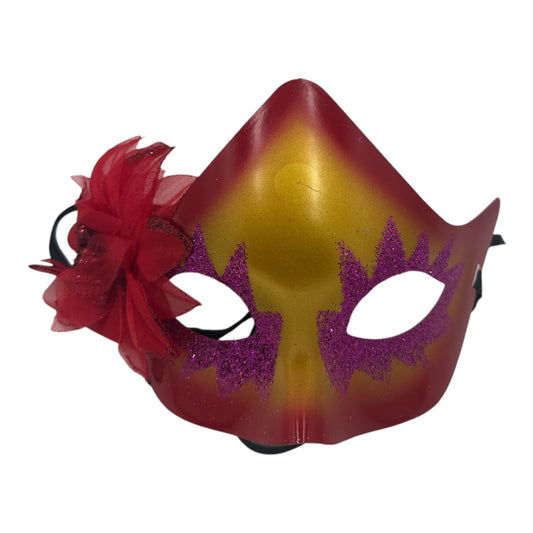 Orange Red Mask with Glitter Purple Lashes