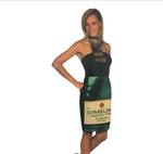 Sexy Champagne Party Dress – Shiny Green with Champagne Print