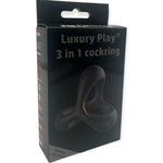 Luxury Play - LP07 - Cockring - Elastic - Stretch - 3 Part Ring - Silicone - Black