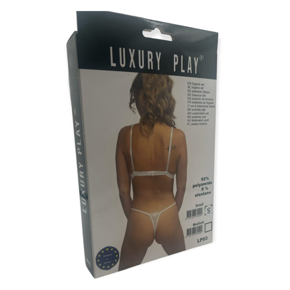 Luxury Play Sexy Bra plus Thong - Medium Size - White - LP03