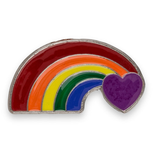 Kinky Pleasure - KPB042 - Badge / Pin - Rainbow Heart - Silver