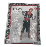 Sexy Pirate Roleplay Costume for Men – Black Pants, Striped Shirt & Red Headscarf – Size M
