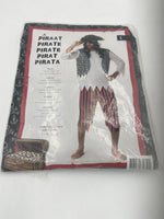 Kinky Pirate Costume – Striped Pants, Ripped White Blouse, Skull Vest & Headscarf M / L / XL