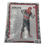 Sexy Pirate Roleplay Costume for Men – Black Pants, Striped Shirt & Red Headscarf – Size M