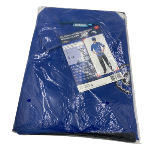 Kinky Policeman Roleplay Costume – Blue Shirt, Black Pants, Belt & Hat - Size L/ XL