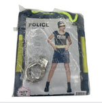 Sexy Policewoman Costume – Blue Roleplay Dress with Yellow Accent & Police Cap