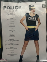 Sexy Policewoman Costume – Blue Roleplay Dress with Yellow Accent & Police Cap