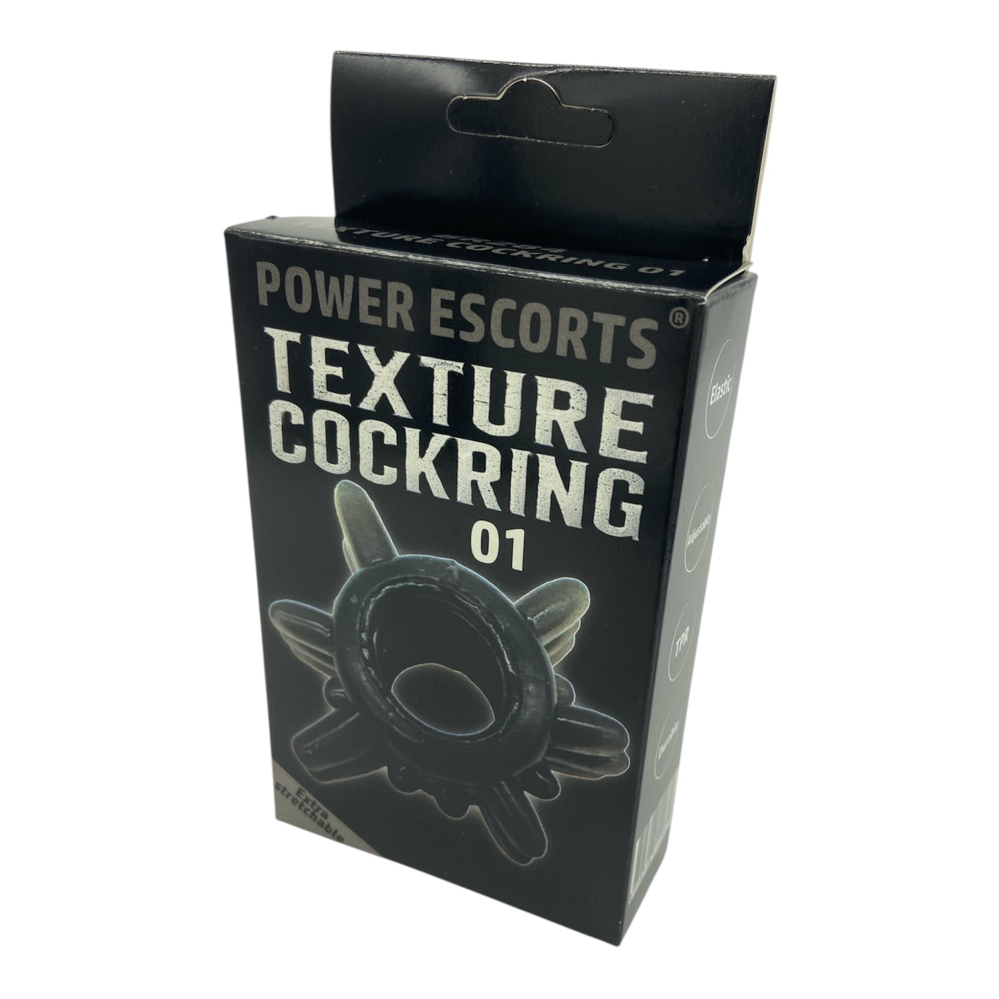 Power Escorts - BR284 - Texture Cockring 01 - Black - Extra Stretchable