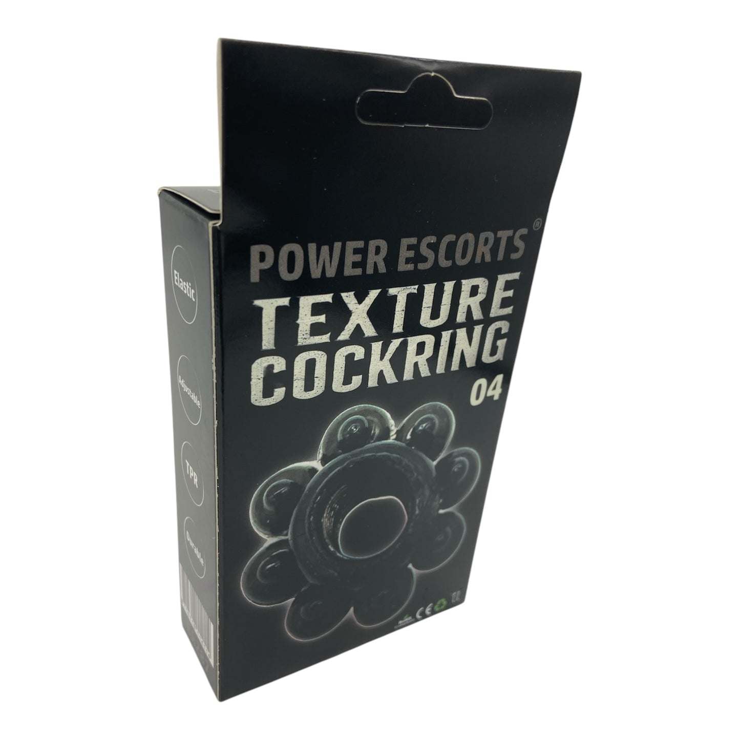 Power Escorts - BR287 - Texture Cockring 04 - Black - Extra Stretchable