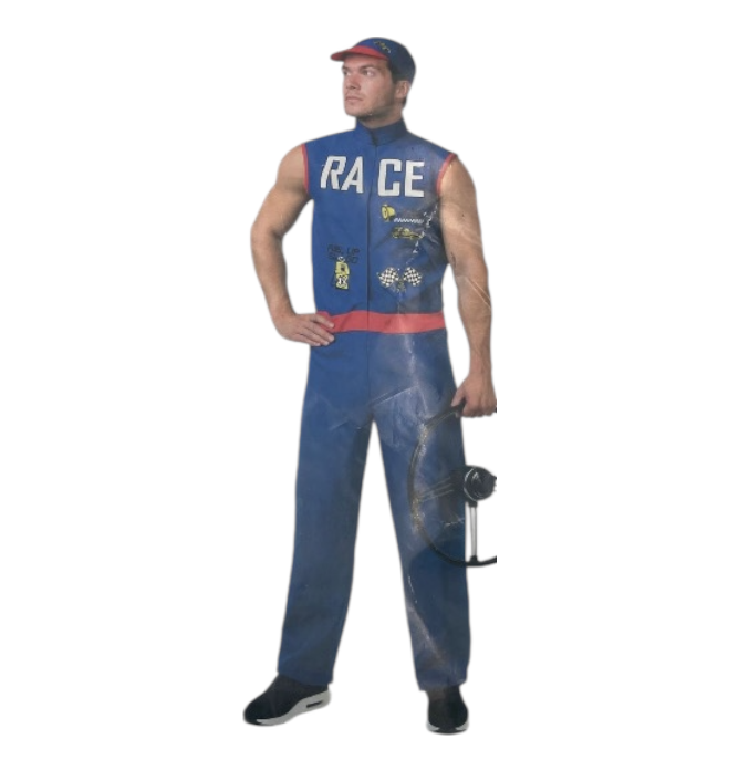Sexy Blue Race Driver Costume – Sleeveless Bodysuit with Matching Cap – Roleplay Outfit - Size M / L / XL