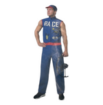 Sexy Blue Race Driver Costume – Sleeveless Bodysuit with Matching Cap – Roleplay Outfit - Size M / L / XL