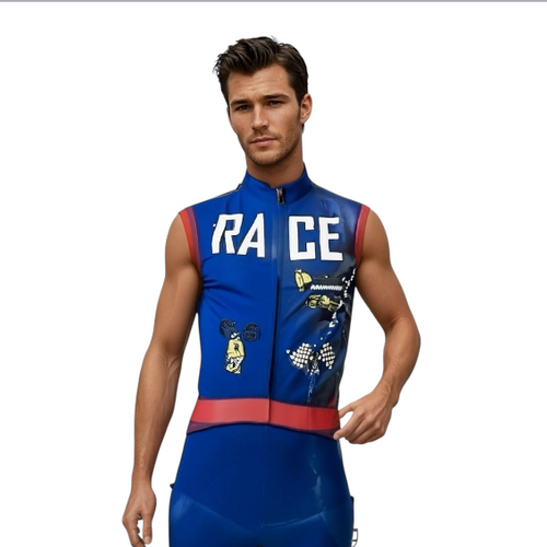 Sexy Blue Race Driver Costume – Sleeveless Bodysuit with Matching Cap – Roleplay Outfit - Size M / L / XL