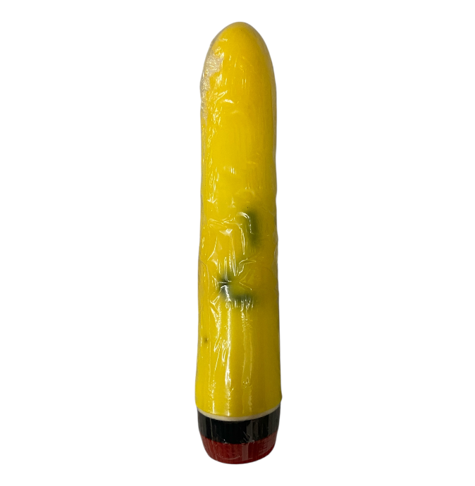 Yellow Smooth Realistic Vibrator – 18 cm, Battery Operated, Window Box Packaging - Dark Spots - Club