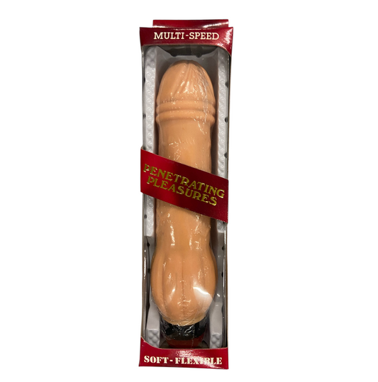 Realistic Flesh Vibrator with Ribbed Top – Multi-Speed, Battery Operated - Dark Spots - Club