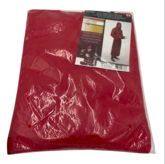 Naughty Red Pope Role Play Costume – One-Piece Robe with Hood & Waist Belt - Size S