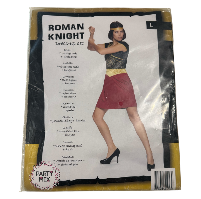 Roman Knight Costume Dress – Gold/Black/Red – Roleplay & Party Dress-Up Set – Includes Gold Headband