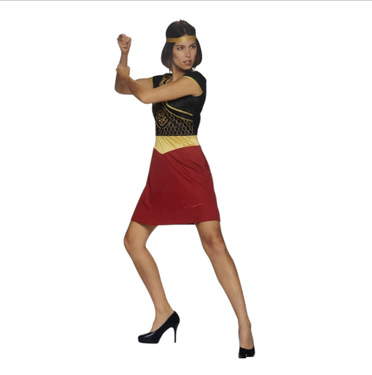 Roman Knight Costume Dress – Gold/Black/Red – Roleplay & Party Dress-Up Set – Includes Gold Headband