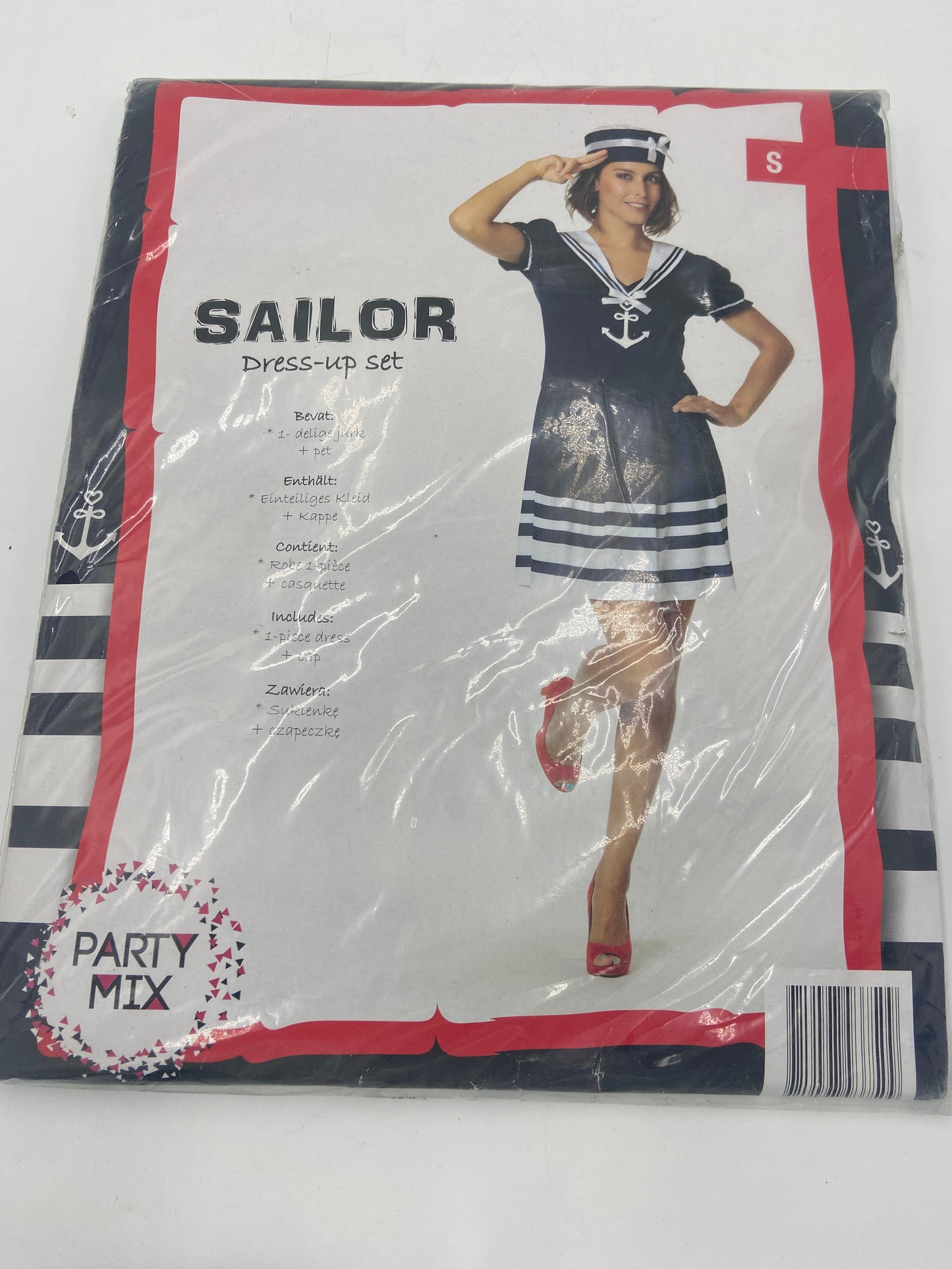 Sexy Sailor Costume – Blue & White Mini Dress with Matching Cap - S / M / L
