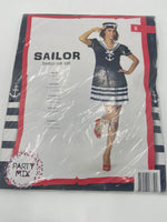 Sexy Sailor Costume – Blue & White Mini Dress with Matching Cap - S / M / L