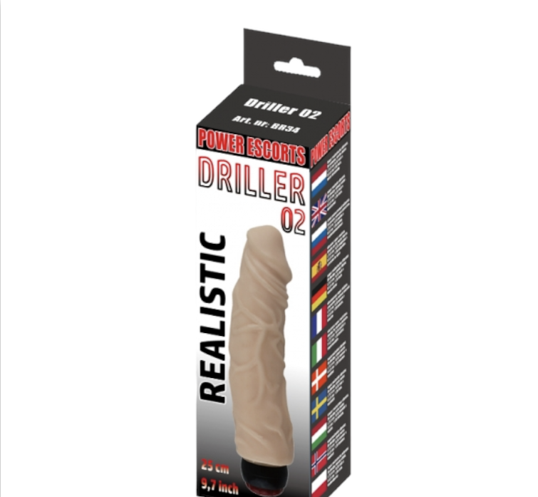 Power Escorts - BR34 - Driller 02 Realistic Fat Vibrator 2 colours - 25 CM