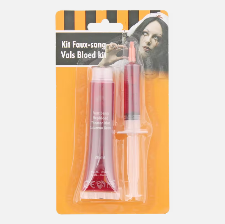 Kinky Pleasure - HW001 - Fake Blood 2-piece set: Syringe Filled With Blood + Refill
