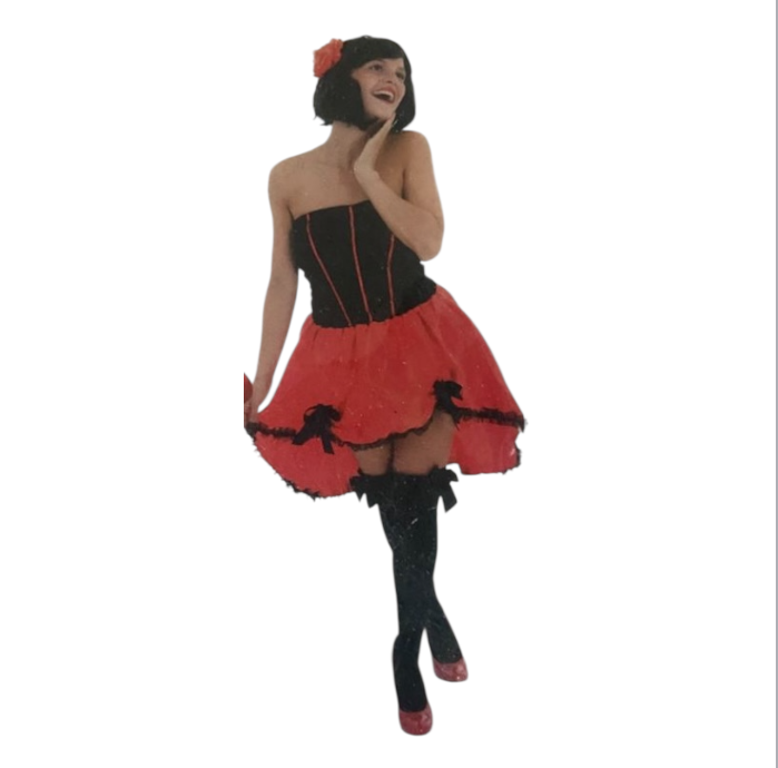 Kinky Spanish Dress – Red & Black Strapless Costume Set for Party, Carnival & Erotic Roleplay