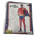 Sexy Superman Roleplay Costume – Red & Blue Bodysuit with Cape & Black Mask – Erotic Party Outfit S / M / L