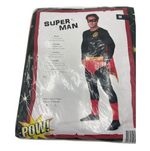 Kinky Dark Super Hero Costume – Super Man Black Suit with Red/Yellow Cape & Mask - Size M