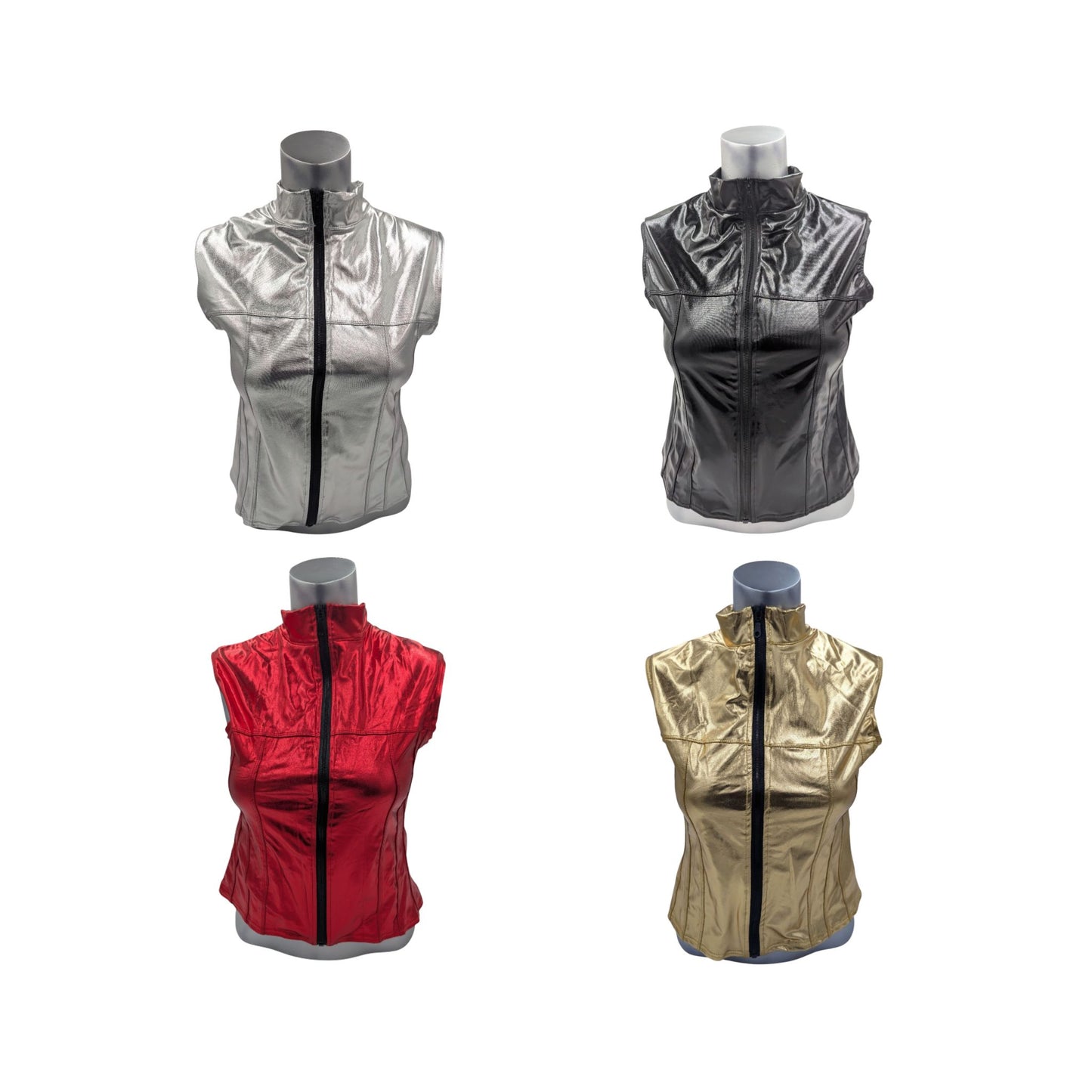 Glossy Kinky Bodywarmer With Zipper - Mix 4 Pack - 4 Different Colours